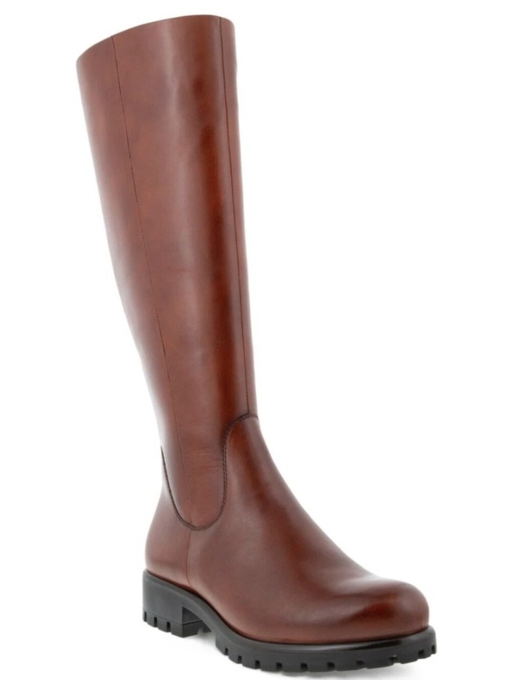 Ecco Modtray Tall Riding Boots Cognac Brown Leather Zip Up Women's Sz 8.5
